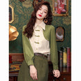 Load image into Gallery viewer, [HQE Series]★China style tops★ Shirt color scheme switching fake layered Chinese button green green
