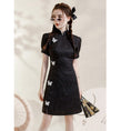 Load image into Gallery viewer, [HANYUNSHI Series]★Cheongsam dress★ Chinese style dress, short sleeves, short length, cute, butterfly
