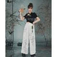 Load image into Gallery viewer, [Kokaisha---Butterfly Gin Series] Chinese-style trousers, bottoms, gaucho pants, original, slimming, switching, floral pattern
