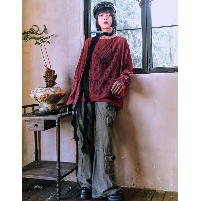 [Kokaisha---Butterfly Gin Series] ★Chinese-style top★ Happi coat, outerwear, unique, embroidered, butterfly, retro, easy to match