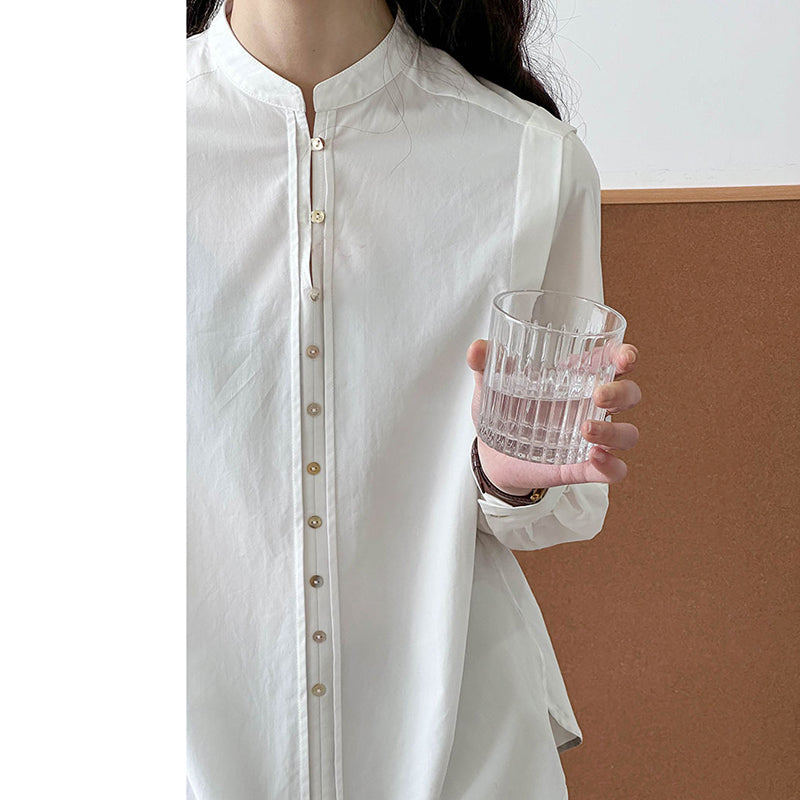 [Tachibana Series]★Shirt★ Tops, long sleeve shirts, women's, improves temperament, simple, white, easy to match