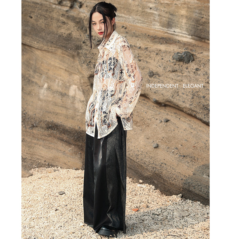 [Big Blue Dragon Series]★China style trousers★Bottoms Gaucho pants Loose Casual Black Black