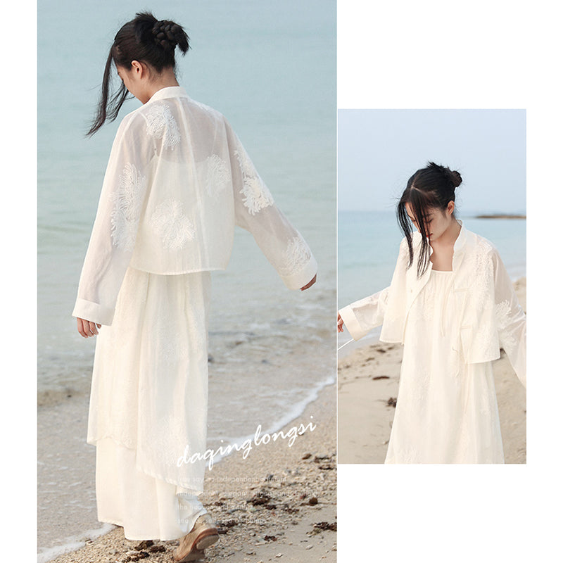 [Daiseiryuu 4 Series] ★Chinese-style tops★ Outerwear, shirts, long-sleeved shirts, sun protection, Chinese clothing, gray