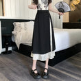 Load image into Gallery viewer, [FQXD Series]★China Style Skirt★ Bottoms Ladies Switching Black Black Elastic Waist
