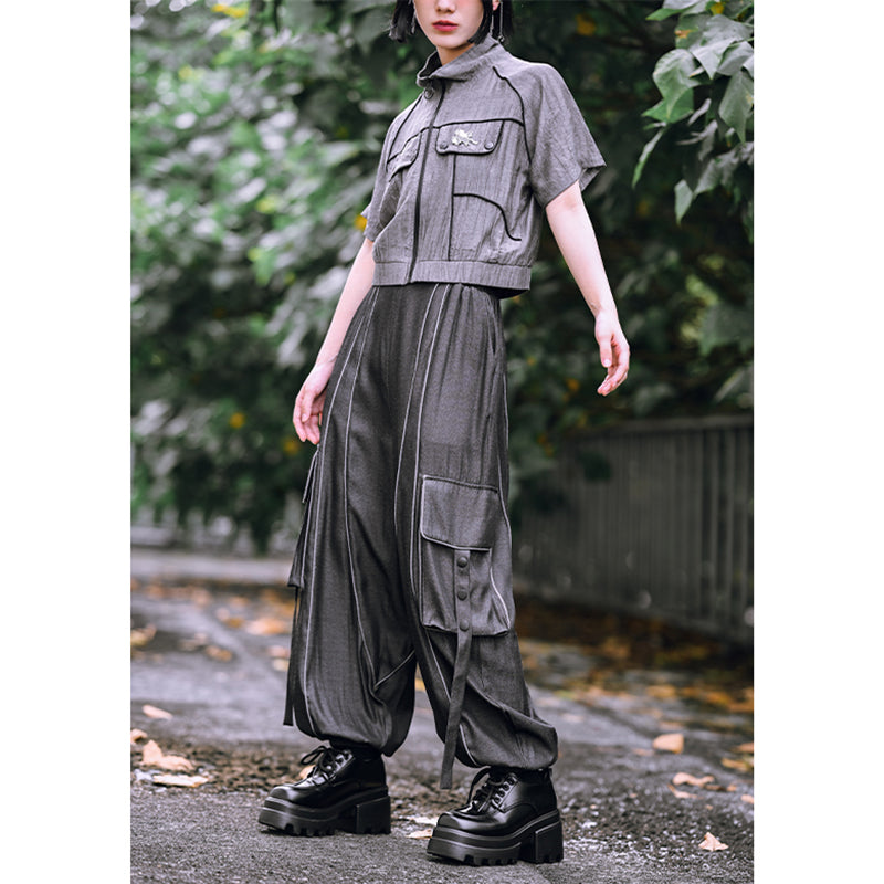 [Kokaisha---Butterfly Gin Series] Chinese-style trousers, bottoms, gaucho pants, original, slimming, switching, floral pattern