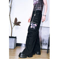 Load image into Gallery viewer, [Kokaisha---Butterfly Gin Series] Chinese-style trousers, bottoms, gaucho pants, original, slimming, switching, floral pattern
