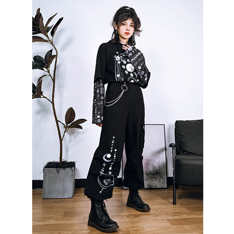 [Kokaisha---Butterfly Gin Series] Chinese-style trousers, bottoms, gaucho pants, original, slimming, switching, floral pattern