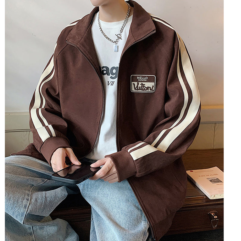 [VUUG Series] ★Jacket★ 5color outerwear unisex men's color scheme vertical stripes striped pattern easy to match