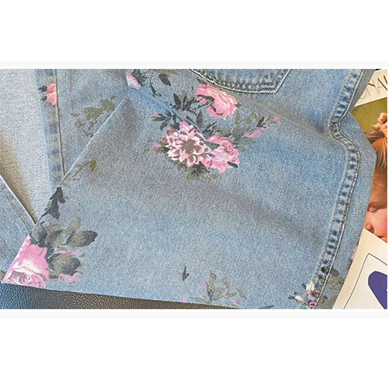 [YOYO CLUB Series] ★Skirt★ Bottoms Denim Skirt Floral Pattern Ladies Blue Blue Design Available