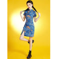 Load image into Gallery viewer, [SHISHANG Series]★Cheongsam dress★ Chinese style dress, short sleeves, short length, blue, blue, large size
