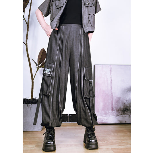 [Kokaisha---Butterfly Gin Series] Chinese-style trousers, bottoms, gaucho pants, original, slimming, switching, floral pattern