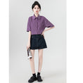 Load image into Gallery viewer, [WEIWU Series] ★Shirt★ 2 colors Short sleeve Tops for women Easy to match Improve your style Purple Beige
