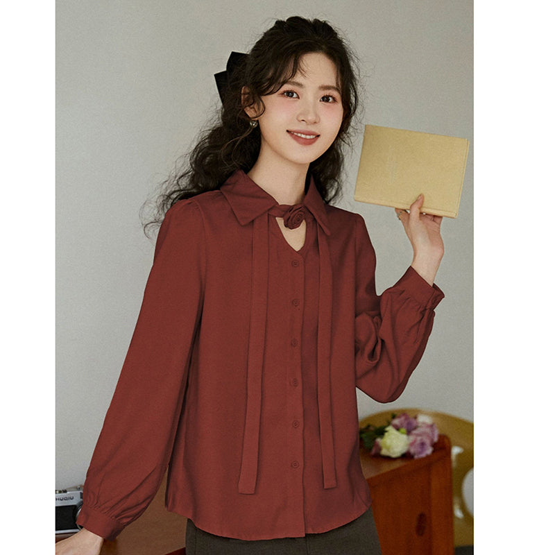 [MUTU Series]★China Style Shirt★ 2color Tops Long Sleeve Shirt Embroidery Women's Chinese Clothing Improves Temperament