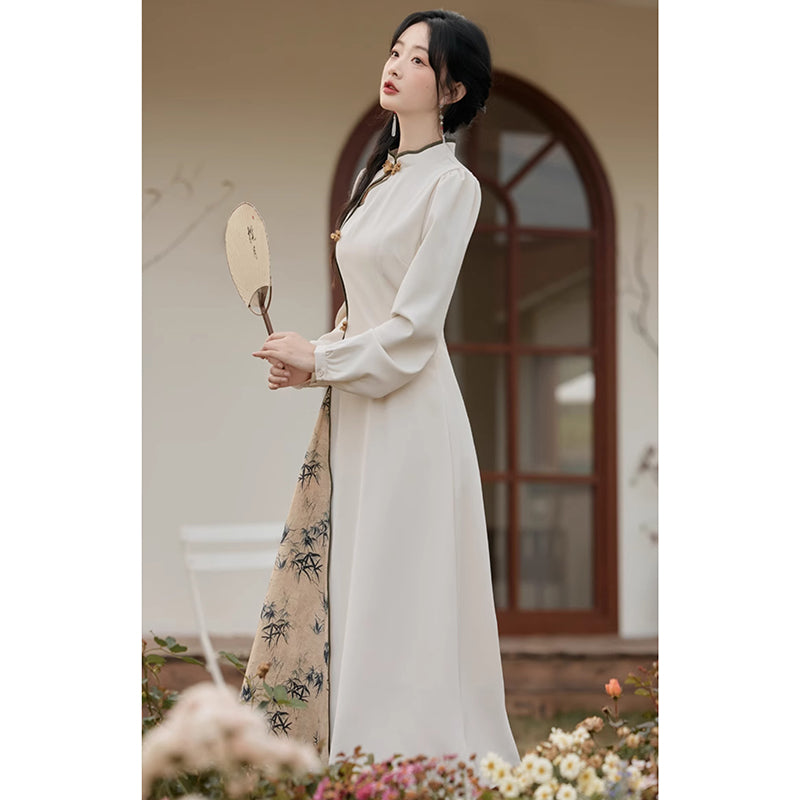 [Hanamori Series]★Chinese style dress★ Improved Chinese dress, fake layered, cute Chinese clothing