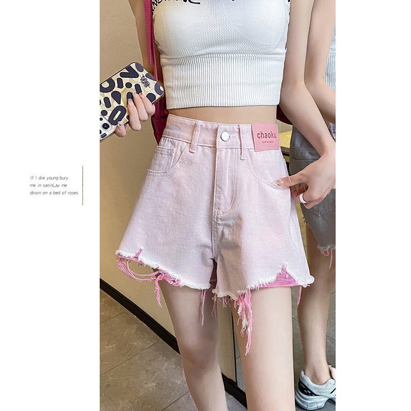 [Flower Series] ★Shorts★ Shorts Pants Denim 2color Easy to match Summer SML Blue Black