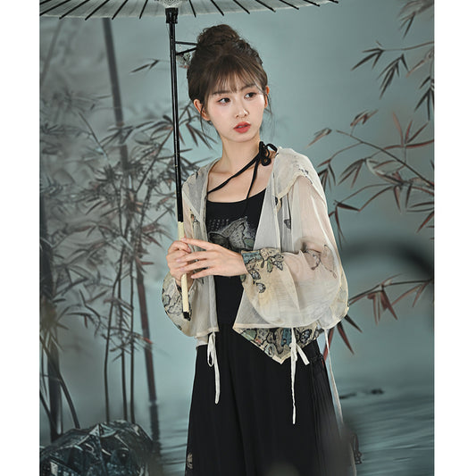 [Daiseiryuu 4 Series] ★Chinese-style tops★ Outerwear, shirts, long-sleeved shirts, sun protection, Chinese clothing, gray