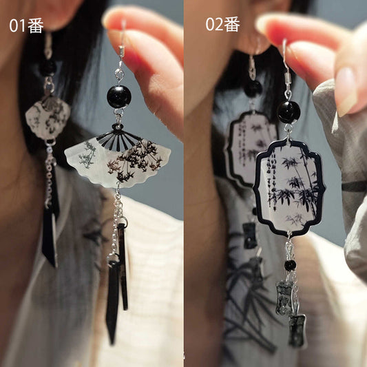 [SHEBO Series] ★Chinese-style earrings★ Pair of accessories for women, cute, perfect for a date, and to improve your style