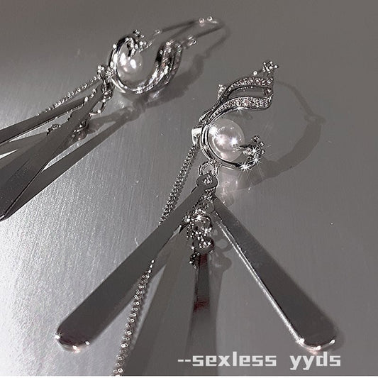 [yyds genderless series] ★China style earring★ Pair of earrings accessories ladies fringe silver