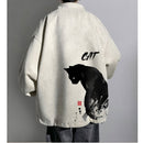 [WUSHE Series]★China style outerwear★ 4color Regular type or brushed lining type Jacket Cat Cat Cat Ink pattern Unisex Men's Large size