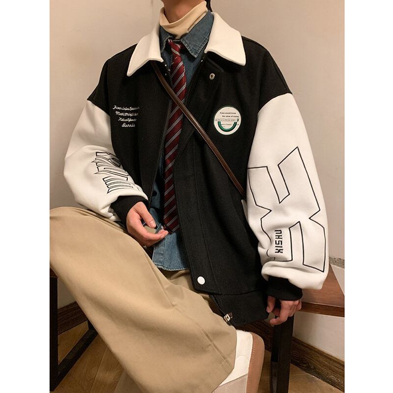 [NANSHI Series]★Jacket★ 3color Stadium Jacket Outerwear Unisex Men's Color Scheme Rasha Black Brown Green