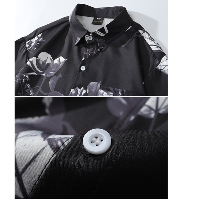 [BCBGH Series]★China style shirt★ 2color tops long sleeve shirt unisex men's ink pattern white black