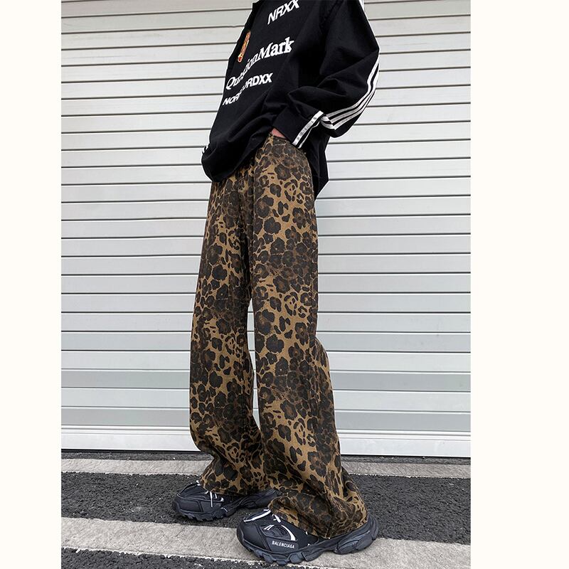 [V37 Series] ★Casual Pants★ Leopard Print Pants Bottoms Unisex Men's Large Size Stylish