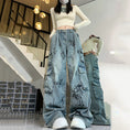 Load image into Gallery viewer, [Rosepoem Series] ★Denim pants★ Trousers Bottoms Casual Unisex Graffiti Blue
