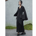 Load image into Gallery viewer, ✿New item! [Da Qinglong Shu Series]★Chinese style dress★ Belted dress Hanfu dress V neck long length Black Black
