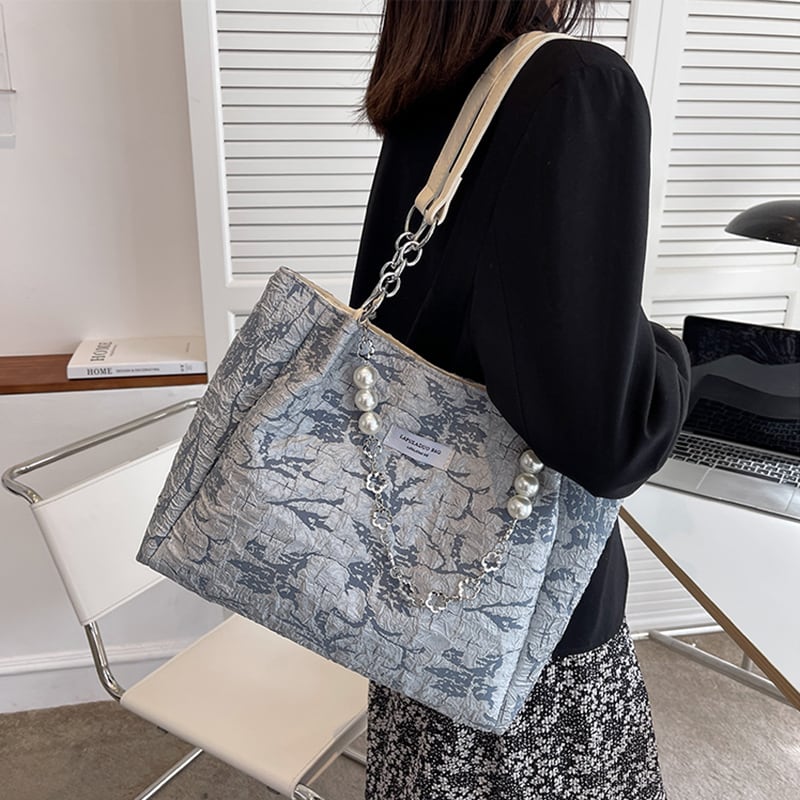 [Prime sister series]★Bag★ 3color handbag shoulder bag floral pattern ladies blue black beige