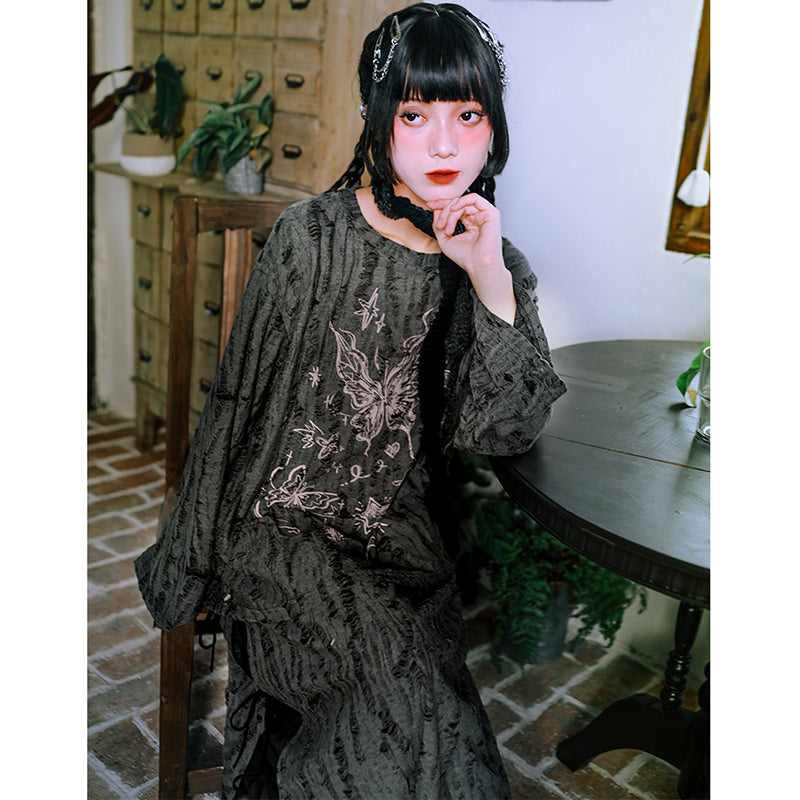 [Kokaisha---Butterfly Gin Series] ★Chinese-style top★ Happi coat, outerwear, unique, embroidered, butterfly, retro, easy to match