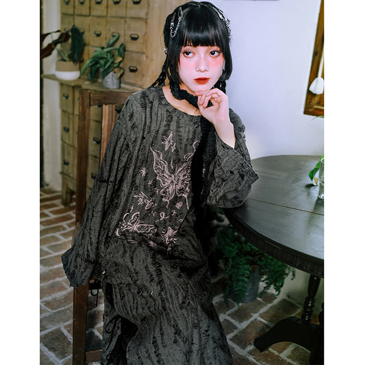 [Kokaisha---Butterfly Gin Series] ★Chinese-style top★ Happi coat, outerwear, unique, embroidered, butterfly, retro, easy to match