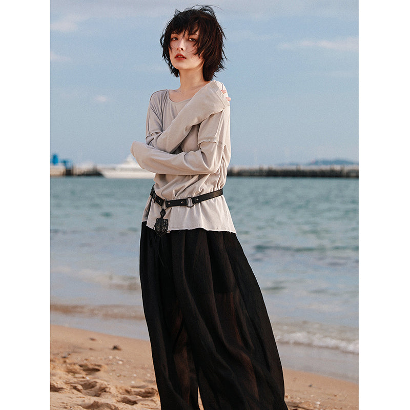 [Big Blue Dragon Series]★China style trousers★Bottoms Gaucho pants Loose Casual Black Black