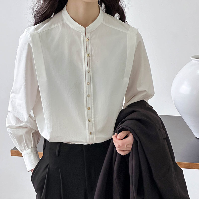 [Tachibana Series]★Shirt★ Tops, long sleeve shirts, women's, improves temperament, simple, white, easy to match