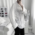 Load image into Gallery viewer, [Fudoku Sensei Series]★Shirt★ 2color long sleeve shirt tops unisex men's black white rose
