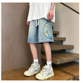 Load image into Gallery viewer, [WRZB Series] ★Chinese-style pants★ 2 colors, embroidered shorts, short pants, bottoms, unisex, men's, large size, denim
