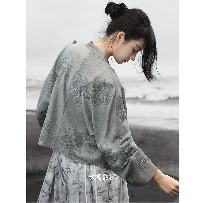 [Daiseiryuu 4 Series] ★Chinese-style tops★ Outerwear, shirts, long-sleeved shirts, sun protection, Chinese clothing, gray