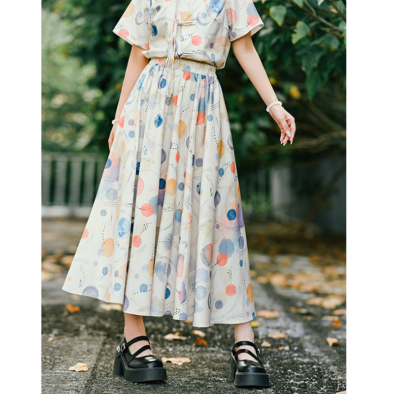 [Kokaisha---Butterfly Gin Series] Chinese-style trousers, bottoms, gaucho pants, original, slimming, switching, floral pattern