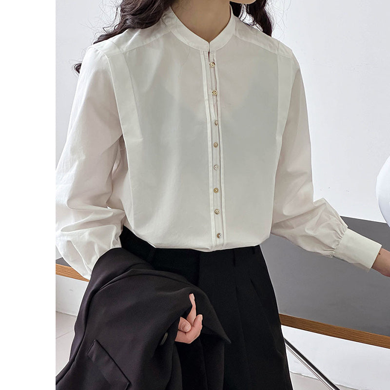 [Tachibana Series]★Shirt★ Tops, long sleeve shirts, women's, improves temperament, simple, white, easy to match