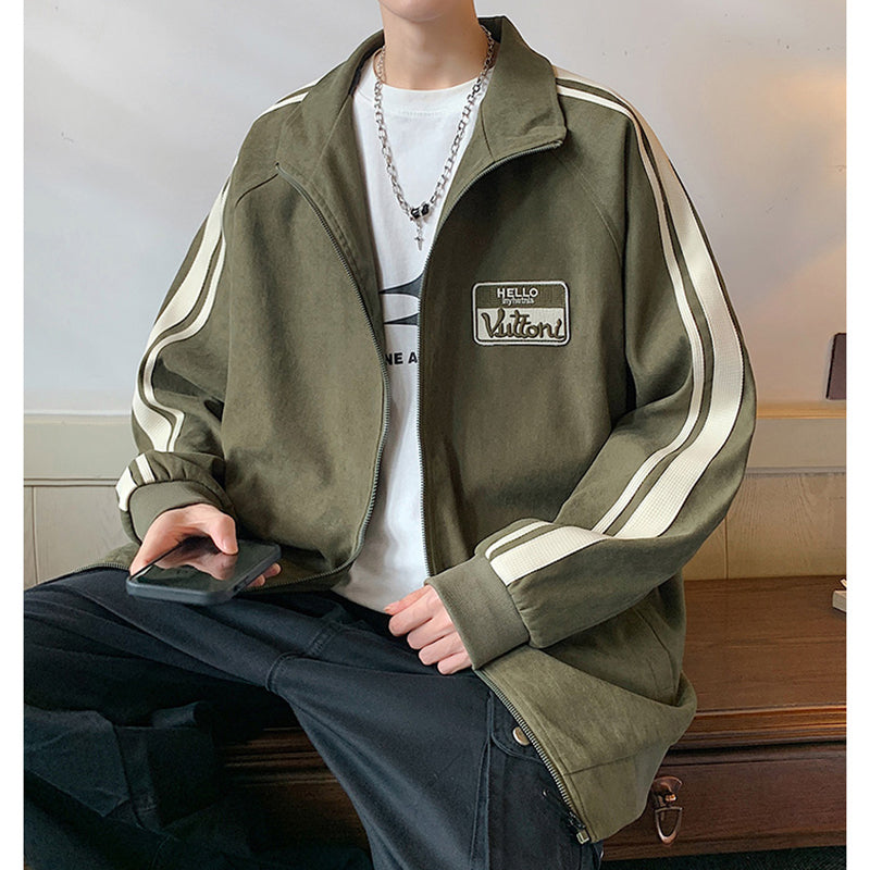 [VUUG Series] ★Jacket★ 5color outerwear unisex men's color scheme vertical stripes striped pattern easy to match