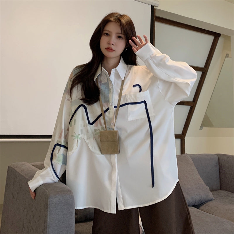 [YYCL Series]★Shirt★ Tops Long sleeve shirt Thin Fashion Cute Easy to match ML XL