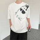 [ZHUIYI series] ★Chinese style tops★ 2color T-shirt, short sleeve, bamboo, bamboo pattern, panda, men's, casual, black, white