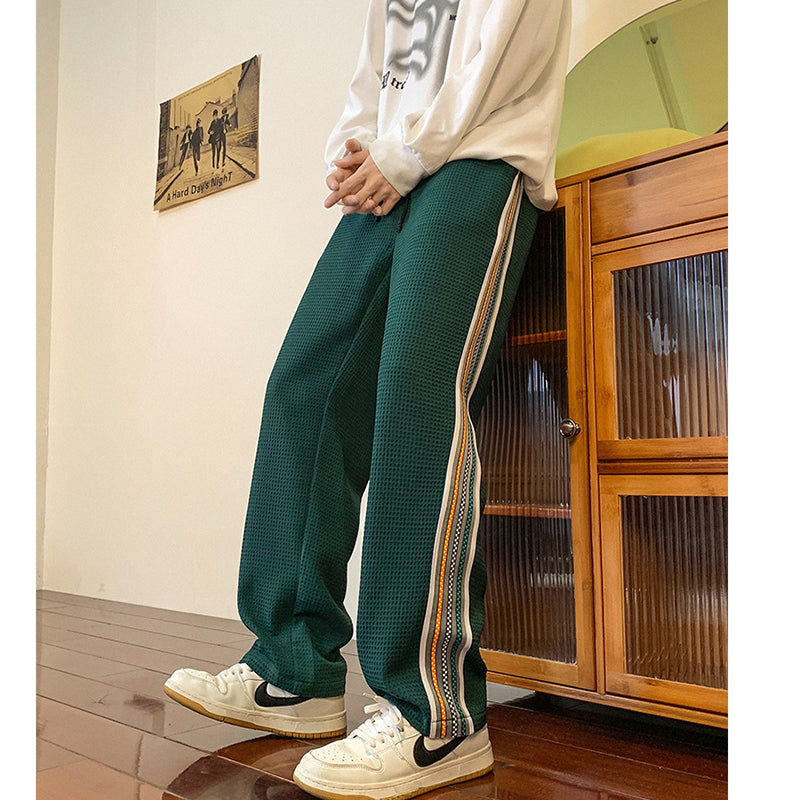 [YANDAN Series]★Casual Pants★ 3color Pants Bottoms Vertical Stripes Striped Pattern Unisex Men's Large Size Black Green