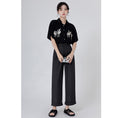 Load image into Gallery viewer, [HUAYUXIN Series] ★Tops★ 2color Shirt Short Sleeve Embroidery Women's Temperament Enhancement Chiffon Black White
