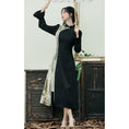 Load image into Gallery viewer, [Hanamori Series] ★China-style dress★ Improved cheongsam dress with switching design Black Black
