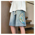 Load image into Gallery viewer, [WRZB Series] ★Chinese-style pants★ 2 colors, embroidered shorts, short pants, bottoms, unisex, men's, large size, denim
