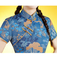 Load image into Gallery viewer, [SHISHANG Series]★Cheongsam dress★ Chinese style dress, short sleeves, short length, blue, blue, large size
