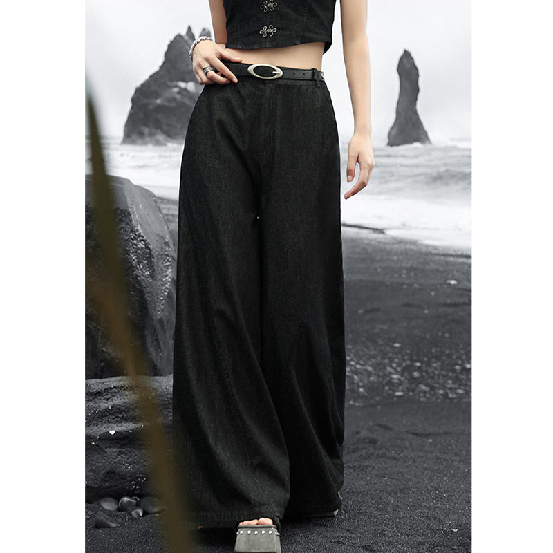 [Big Blue Dragon Series]★China style trousers★Bottoms Gaucho pants Loose Casual Black Black