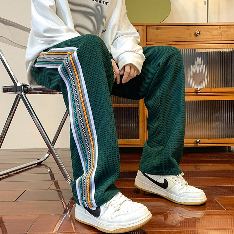 [YANDAN Series]★Casual Pants★ 3color Pants Bottoms Vertical Stripes Striped Pattern Unisex Men's Large Size Black Green