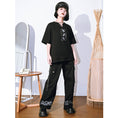 Load image into Gallery viewer, [Kugaisha---Kenkun Series] ★Chinese-style tops★ T-shirt, short sleeves, long sleeves, unique, original, text pattern, black
