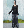 Load image into Gallery viewer, [Daiseiryuu 4 Series] ★Chinese-style top★ V-neck, sheer, long-sleeved shirt, sun protection, Chinese clothing, sexy, black
